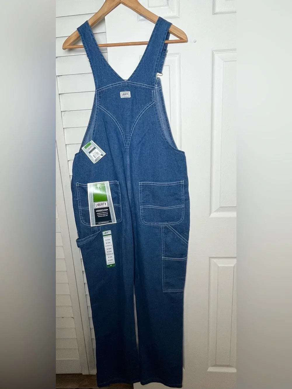 NWT liberty Blue Denim Women's Overalls with Front Bib Pocket Size Medium